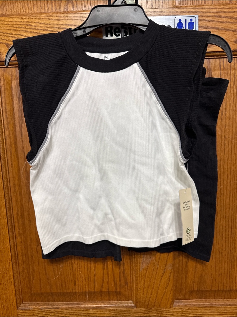 No Boundaries Black & White Ribbed Colorblock Tank